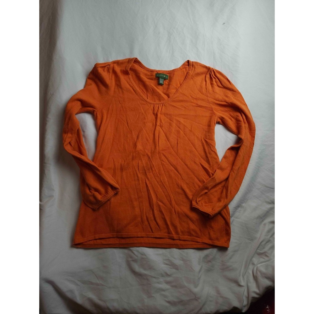 Mountain Lake Sweater Womens Medium Orange Knit Coastal Grandma Scoop Neck